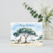 Kangaroo und Emu Gumtree Weihnachtsbaumchen Postkarte (Stehend Vorderseite)