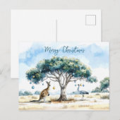 Kangaroo und Emu Gumtree Weihnachtsbaumchen Postkarte (Vorne/Hinten)