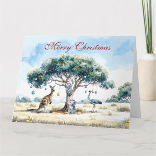 Kangaroo und Emu Weihnachten Gumtree Baubles Karte