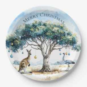 Kangaroo und Emu Weihnachten Gumtree Baubles Pappteller