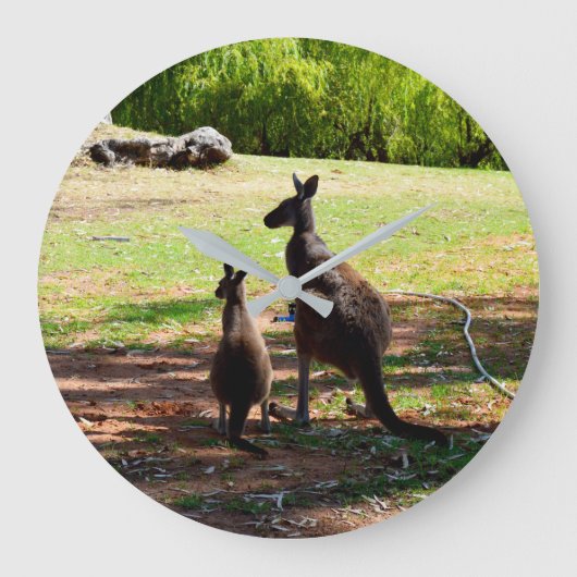 Kangaroo und ihre Joey, Wall Clock Große Wanduhr (Vorderseite)