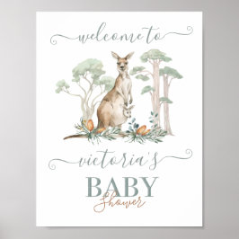 Kangaroo und Joey Baby Dusche Begrüßungszeichen Poster