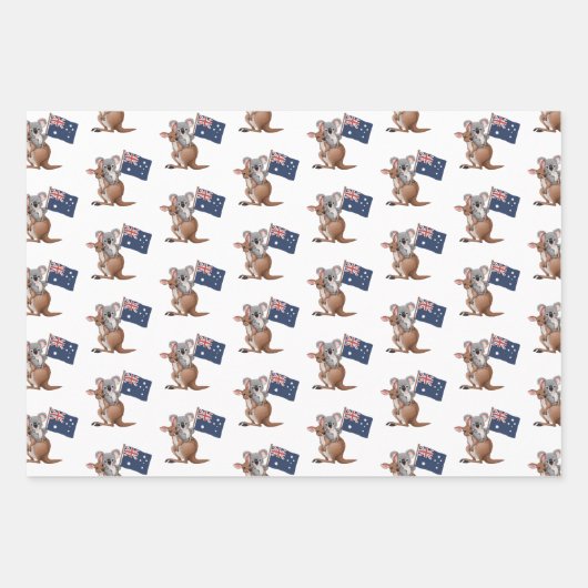 Kangaroo und Koala Geschenkpapier Set (Vorderseite)