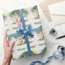 Kangaroo unter dem Gumbaum mit Ostereiern Geschenkpapier