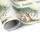 Kangaroo unter dem Gumbaum mit Ostereiern Geschenkpapier (Rolleneckpunkt)