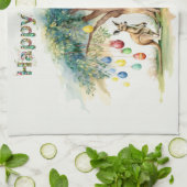 Kangaroo unter dem Gumbaum mit Ostereiern Geschirrtuch (Gefaltet)