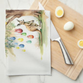 Kangaroo unter dem Gumbaum mit Ostereiern Geschirrtuch (Viertel Falte)