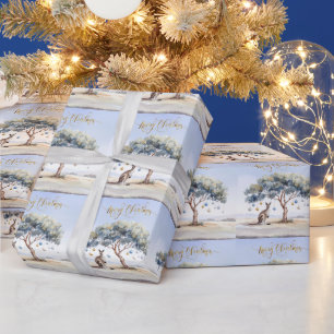 Kangaroo unter dem Hummer mit Weihnachtsbaumbaumho Geschenkpapier