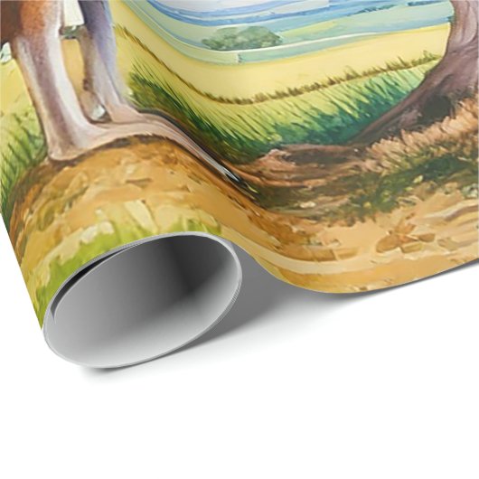 Kangaroo unter dem Hummer mit Weihnachtsbaumbaumho Geschenkpapier (Rolleneckpunkt)