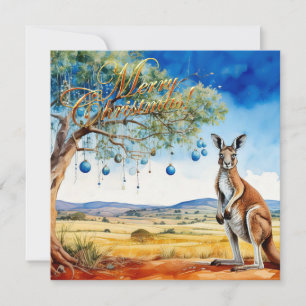 Kangaroo unter dem Hummer mit Weihnachtsbaumbaumho Karte