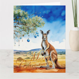 Kangaroo unter dem Hummer mit Weihnachtsbaumbaumho Karte