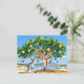 Kangaroo unter dem Hummer mit Weihnachtsbaumbaumho Postkarte (Stehend Vorderseite)