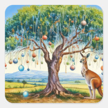 Kangaroo unter dem Hummer mit Weihnachtsbaumbaumho