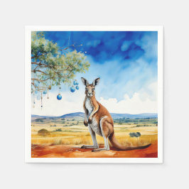 Kangaroo unter dem Hummer mit Weihnachtsbaumbaumho Serviette