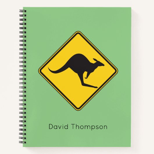 Kangaroo Warning Sign Notebook Personalisiert Notizblock (Vorderseite)