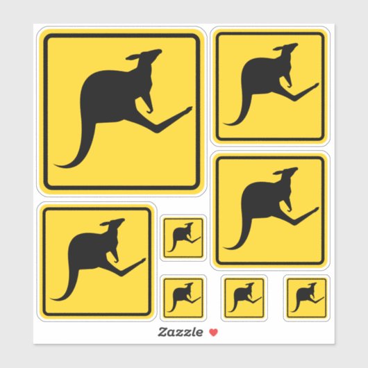 Kangaroo Warning Sign Sticker Set (Blatt)