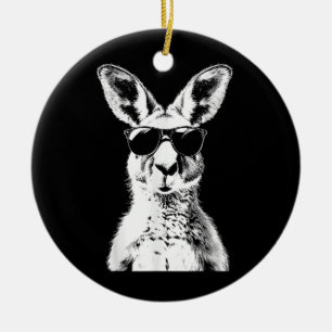 Kangaroo Wearing Sunglasses Funny Animal Australia Keramik Ornament