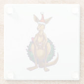 Kangaroo Weihnachten auf grün gestrichen Glasuntersetzer (Rückseite)