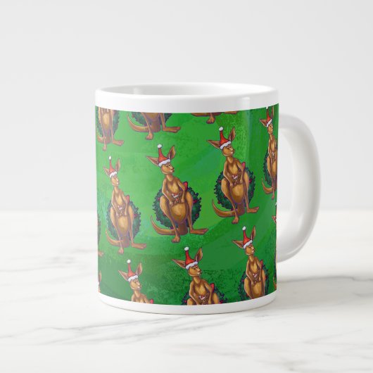 Kangaroo Weihnachten auf grün gestrichen Jumbo-Tasse (Vorderseite Rechts)