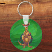 Kangaroo Weihnachten auf grün gestrichen Schlüsselanhänger (Vorderseite)