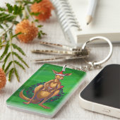 Kangaroo Weihnachten auf grün gestrichen Schlüsselanhänger (Vorderseite rechts)