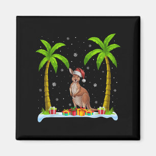 Kangaroo Weihnachtsmannmütze Palm Tree Beach Xmas  Magnet