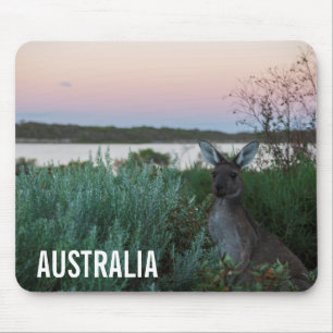 Kangaroo Wildlife Sunset Lake Australia Mousepad