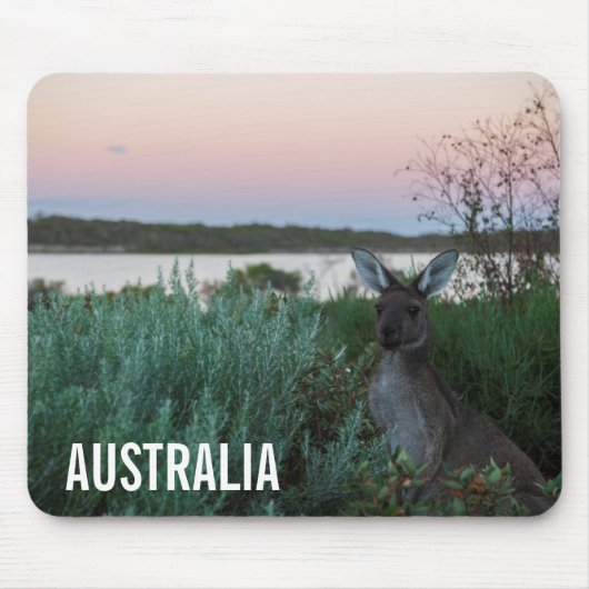 Kangaroo Wildlife Sunset Lake Australia Mousepad (Vorne)