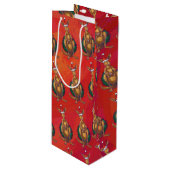 Kangaroo Xmas on Red Geschenktüte Für Weinflaschen (Vorderseite Schrägansicht)
