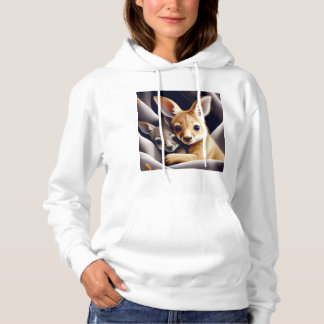 Kangaroo's Baby in Mutter Pouch Print Hoodie