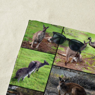Kangaroos Foto Collage, Strandtuch