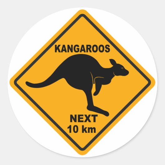 Kangaroos Nächste 10 km Runder Aufkleber (Vorderseite)