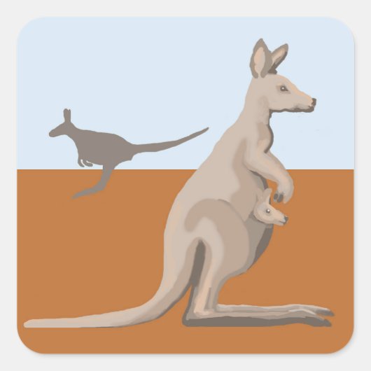 Kangaroos Quadratischer Aufkleber (Vorderseite)