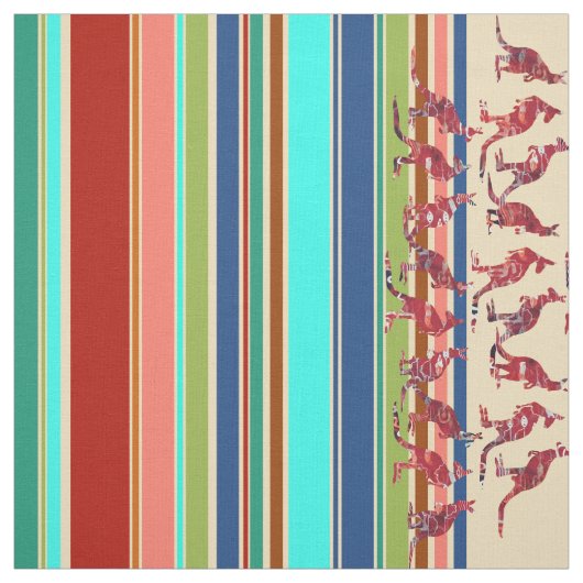 Kangaroos & Stripes Muster + Ihre Ideen Stoff (Muster)