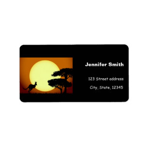 Känguru am Sonnenuntergang Adressaufkleber