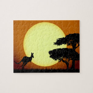Känguru am Sonnenuntergang Puzzle