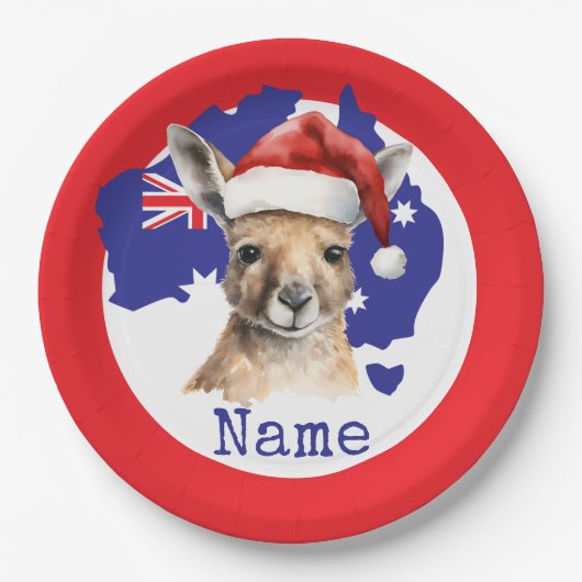 Känguru auf der australischen Flagge Pappteller (Vorderseite)