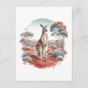 Känguru-Australian-Outback-Aquarell-Postkarte Postkarte
