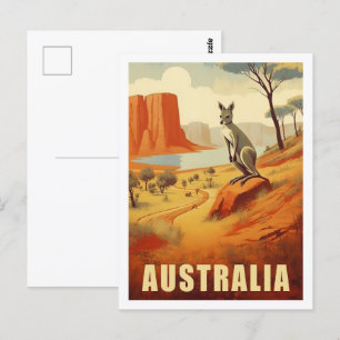 Känguru Australien Berühmter Vintage-Reiseort Postkarte