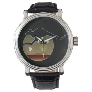 Känguru-australische Ikonen-Vintage lederner Armbanduhr