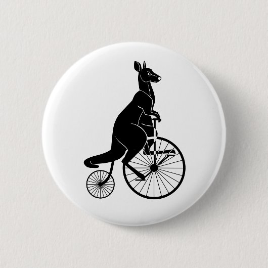 Känguru, der ein Penny-Farthing reitet Button (Vorderseite)
