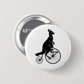 Känguru, der ein Penny-Farthing reitet Button (Vorne & Hinten)