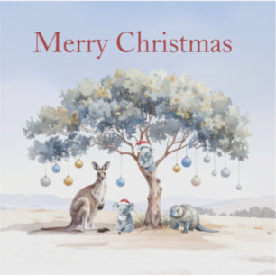Känguru Koalas Schnabeltier Weihnachten Gummibaum  Aufkleber