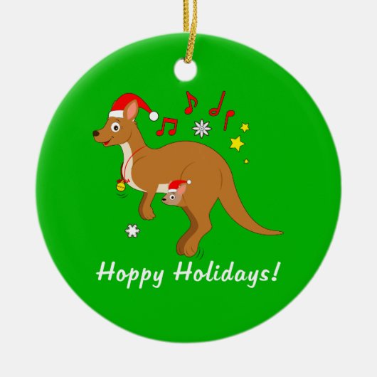 Känguru Mama und Joey an den Keramik Ornament (Vorne)