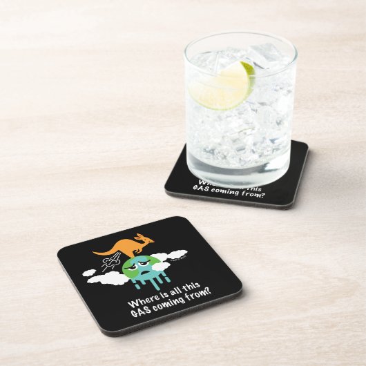 Känguru-Methan-Furz Getränkeuntersetzer (Rechte Seite)