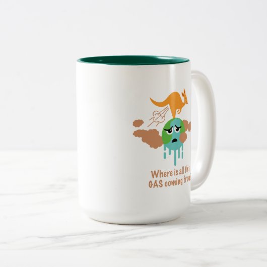 Känguru-Methan-Furz Zweifarbige Tasse (VorderseiteRechts)