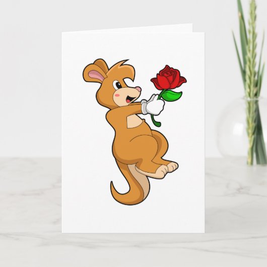 Känguru mit Blume Karte (Vorderseite)