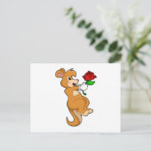 Känguru mit Blume Postkarte (Stehend Vorderseite)