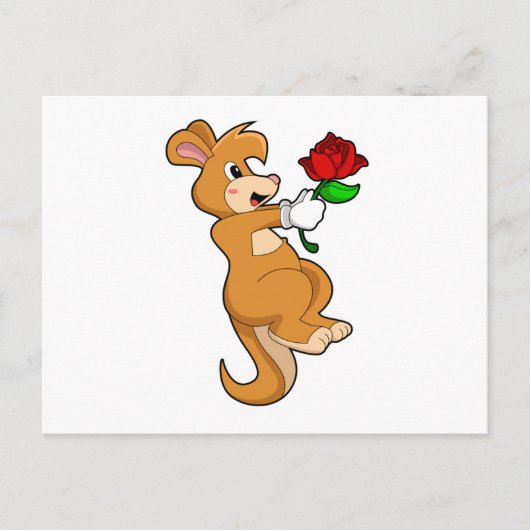 Känguru mit Blume Postkarte (Vorderseite)
