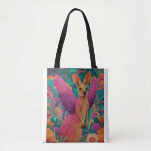 Känguru mit rosa Federn Tasche